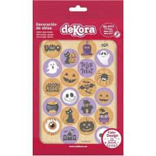 dekora - Edible cupcake toppers, Halloween baking decoration for muffins, cupcakes and other sweets, pack of 20 mini wafer paper