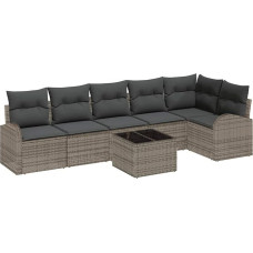 6-teiliges Garten-Sofa-Set mit Kissen Schwarz Poly Rattan Gartenlounge Modelis3346069
