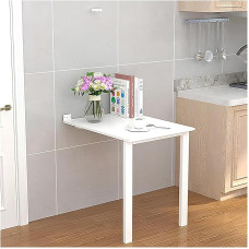 Moderner, moderner Klapptisch zur Wandmontage, mit Stützbeinen, Waschküchenholz, kompakte Lösung (weiß, 90 x 40 cm) (weiß, 80 x 30 cm)