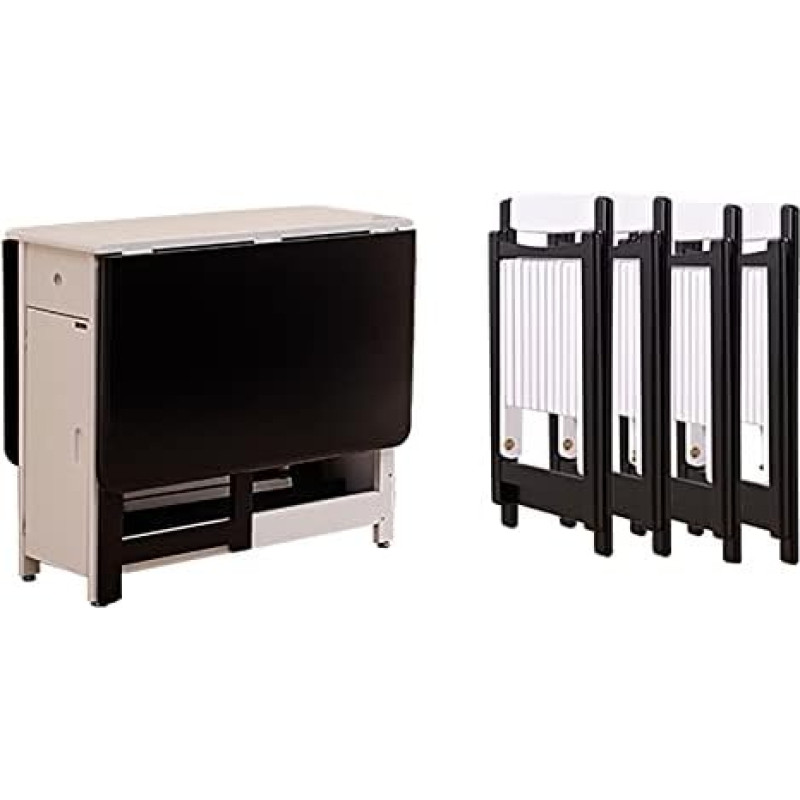 Kaimiško stiliaus valgomojo stalo iš medžio masyvo komplektas su ratukais ir stalčiumi Erdvę taupantis ištraukiamas valgomojo stalo stalviršis ir kėdės 5 dalių sulankstomas virtuvės salos stalo komplektas