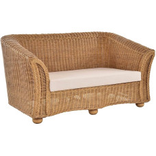 Krines Home Living Room Rattan Sofa Vita Lounge Sofa Living Room Couch Natural Rattan Furniture (Honey Dark)