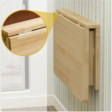 Klapbarer Klapptisch aus Massivholz, an der Wand montierter klappbarer Esstisch, hängender Computertisch, Wandtisch, Arbeitstisch, Beistelltisch mit doppelter Stütze