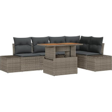 6-teiliges Garten Sofa Set mit Kissen Grau Poly-Rattan Gartenlounge Model3358701