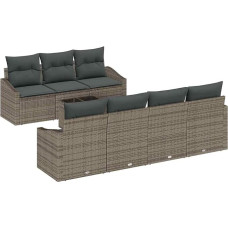 Rantry 8-teiliges Garten Sofa Set mit Kissen Grau Poly Rattan Gartenlounge Model3346629