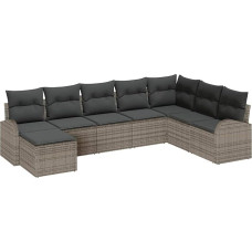 8-teiliges Garten-Sofa-Set mit Kissen Graues Poly-Rattan Gartenlounge Modelis3346159