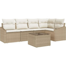 6 dalių sodo sofos komplektas su kopėtėlėmis Braunes Poly Rattan Gartenlounge Modelis3346731