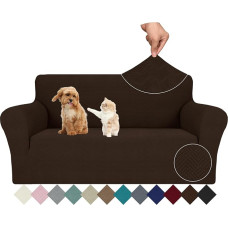 JIVINER Stretch Sofos užvalkalai, 1 gabalas Meilės sėdynės sofos užvalkalas Spandex 2 vietų sofos užvalkalas, universali baldų apsauga su elastingu dugnu, M, Coffee Rhombe