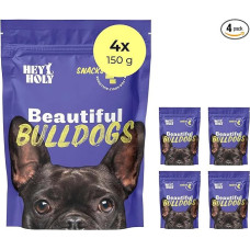 Aukščiausios kokybės skanėstai buldogams 100% be grūdų užkandžiai suaugusiems buldogams 4 x 150 g skanėstų su lašiša, labai suderinami iš natūralių ingredientų