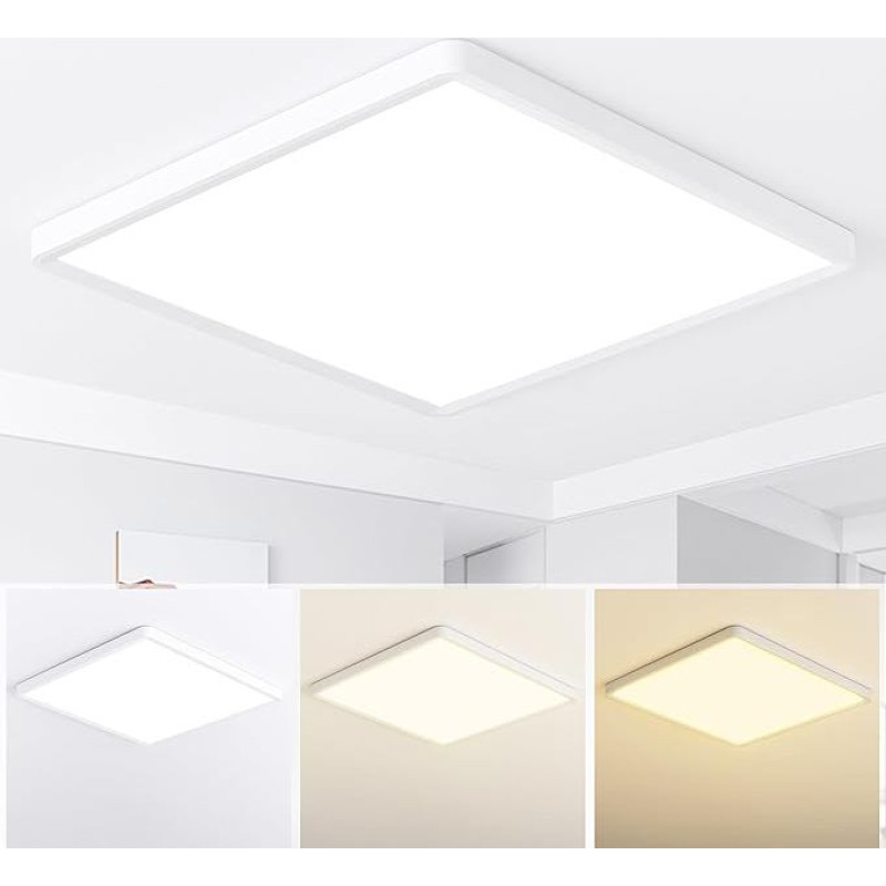 MOONSEA 46 W LED lubų šviestuvas plokščias kvadratinis lubų šviestuvas 3 spalvos 3000 K / 4000 K / 6000 K itin plonas kvadratinis lubų šviestuvas svetainei miegamajam miegamajam valgomajam virtuvei skersmuo 50 cm balta