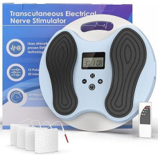 Rechargeable Blood Circulation Stimulator Circulation Machine Portable TENS&EMS Foot Massager for Neuropathy Relaxation and Pain Relief with 4 Gel Pads