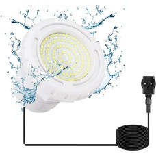 KWODE LED povandeninis baseino apšvietimas antžeminiam baseinui, 12 W šaltai baltos spalvos baseino apšvietimas, 12 V LED povandeninis prožektorius IP68, atsparus vandeniui su 7 m kabeliu, išorinis sriegis 2 ¼ colio