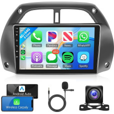 8 Core 4G + 64G Android 13 Car Radio 2 DIN for Toyota RAV4 2001-2006 with Wireless Apple Carplay Android Car Navigation GPS WiFi 9 Inch Car Radio with Mirror Link Bluetooth FM/RDS/DAB+/OBD2/DVR