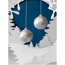 2 Glass Christmas Baubles with Glitter Snowflake Pattern