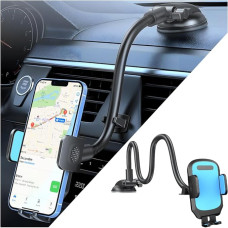 JNNJ Car Windscreen Phone Holder, Universal Car Suction Cup Dashboard Mobile Phone Holder, Car Mobile Phone Holder with Long Gooseneck, for Truck Van (Blue)