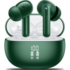 Bluetooth In-Ear Headphones Wireless Bluetooth 5.3 HiFi Stereo Sound, Headphones with 4 ENC Cancelling Mic, 42H Wireless Headphones with LED Display, IPX7 Waterproof, Suitable for Sports/Office, Green