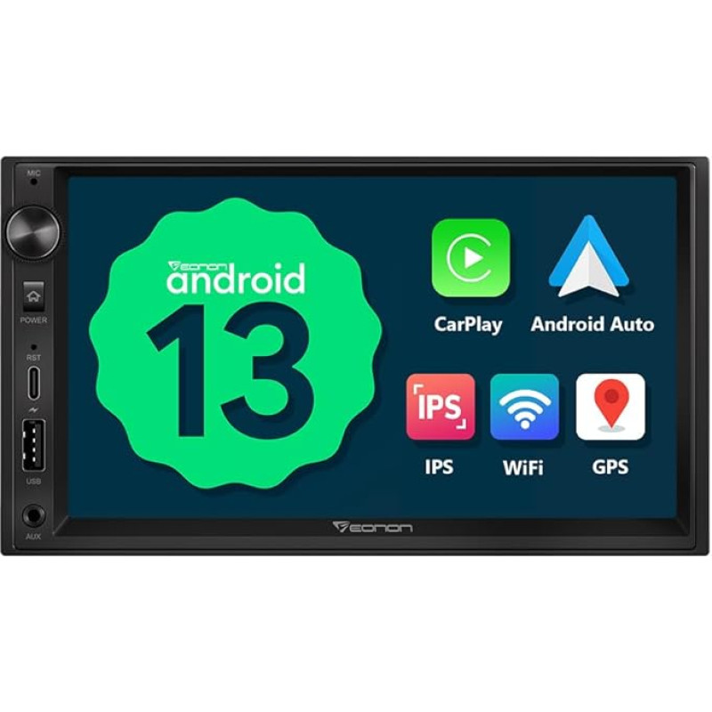 Eonon 7 Inch Android 13 Car Radio Wireless CarPlay Android Car 2+32GB Universal Radio with IPS Screen GPS Navigation BT 5.0 WiFi DSP Online Video Supports DAB+ (UA13)