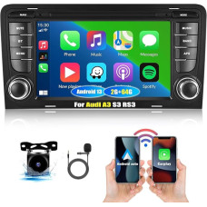 CAMECHO 2+64G Android 13 Car Radio with Navigation Wireless Carplay Android Car for Audi A3 S3 RS3 8P 8V 2003-2012, 7 Inch Screen Car Radio with Bluetooth WiFi FM/RDS Hi-Fi SWC MIC Rear View Camera