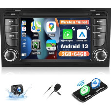 CAMECHO 2G + 64G Android 13 Car Radio Wireless Carplay Android Car for Audi A4 8P 8P1 8V S3 RS3 Sportback, 7 Inch Screen Car Radio with Bluetooth GPS FM RDS SWC + Reversing Camera