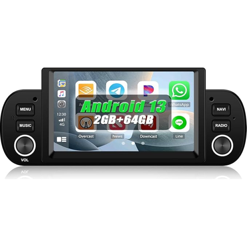 [2+64G] SIXWIN Android 13 Car Radio for Fiat Panda 2013-2020 with Carplay/Android Car/Mirrorlink, 6.2 Inch Capacitive Touchscreen Supports WiFi/GPS/FM/Bluetooth