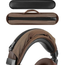 Geekria Medium Velcro Cover + Headband Pad Set/Headband Protector with Zipper/DIY Installation No Tools Needed, Compatible with ATH Bose B JBL Hyperx Sony Headphones (Brown)