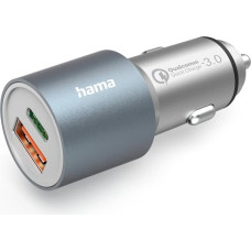 Hama Car Fast Charger, 1x USB-C PD, 1x USB-A QC, 38W Metal