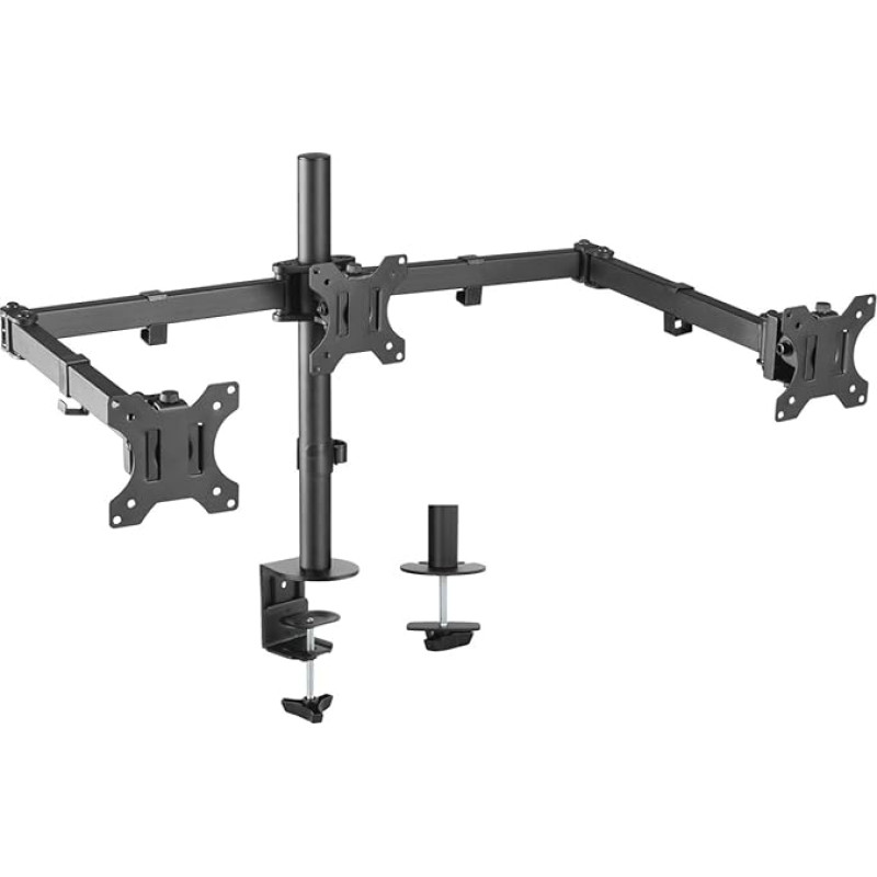 AISENS DT27TSR-061 Desk Mount for 3 Monitors 7kg (Pack of 3, 2 Arms) from 13-27 Black