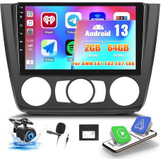 OiLiehu 2G + 64G Android 13 Car Radio 2DIN Carplay Android Car for BMW 1 Series E87 E81 E82 E88 2004-2011 Car Radio with Screen 9 Inch with Mirror Link/EQ/Bluetooth/SWC/FM RDS/WiFi/GPS/Rear View