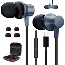 USB C Headphones for Galaxy A34 A54 5G iPhone 15 Pro Max, Magnetic Type C Headphones with Microphone Cable, In-Ear Earplugs USB C Connection Headset for Samsung A33 A53 S23 Pixel 8 Pro 7a 7 Mi 13T