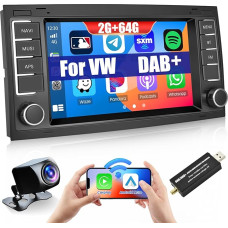 Hikity DAB/DAB+ Android 13 Car Radio for VW Touareg 2004-2011 Transporter T5 Multivan 2004-2009 with Wireless Carplay Android Car 7 Inch Screen Car Radio with GPS WiFi FM RDS HI-FI Rear View Camera