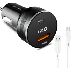 SUPERVOOC Car Charger Adapter, 12/24V Cigarette Lighter Charger with USB C Cable for OPPO Find X5 Reno8/7/4/A96/A76/A76/A16/A16/A16/A16/A16/A15/A94, OnePl. 39 EU Alme8