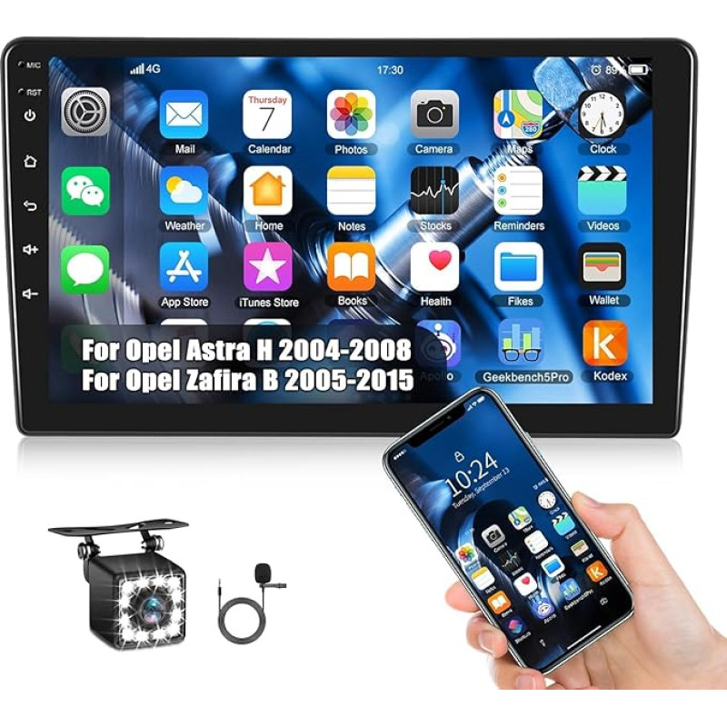 CAMECHO 1+32G Android 13 Car Radio for Opel Astra H/Zafira B/Corse C D with Navi, Double DIN 9 Inch Touch Display Car Radio with Bluetooth FM/RDS Mirror Link WiFi Reversing Camera