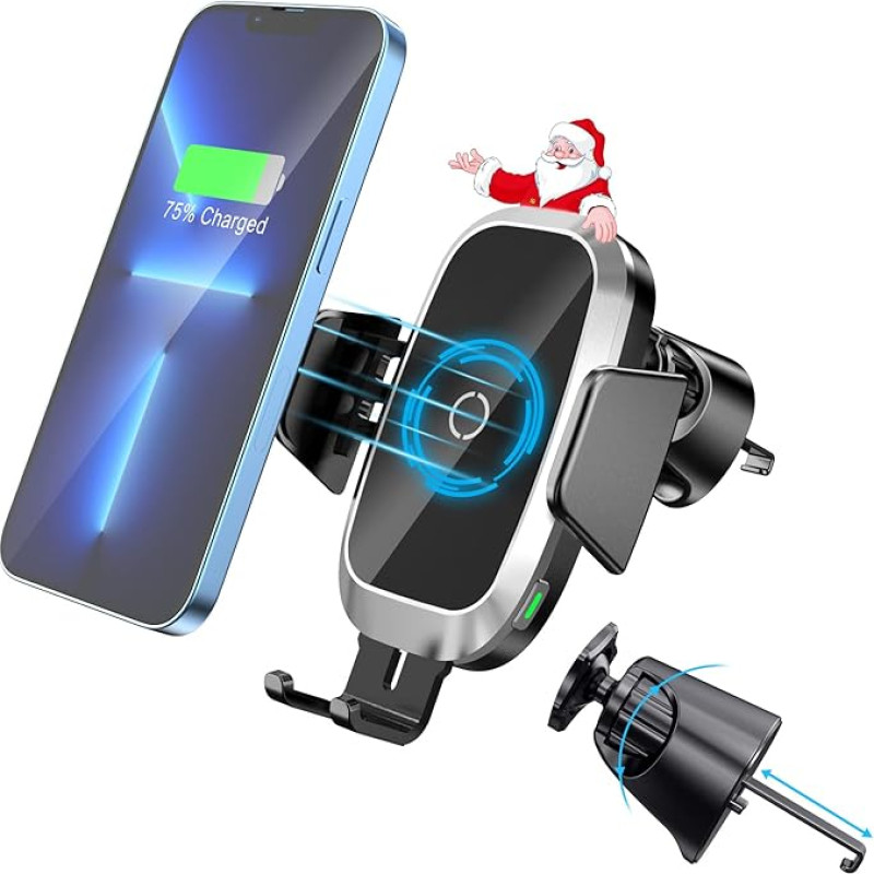 Aukvite Wireless Charger Car Mobile Phone Holder with Charging Function, 10 W Wireless Car Charger Mobile Phone Holder Charging Function Automatic Induction for iPhone 14 13 12, Samsung S22