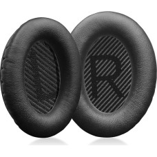 MOLGRIA Replacement Protein Leather Earpads Ear Pads Cushions for Bose Quiet Comfort QC 35 II QC35 QC35ii QC15 QC25 QC2 AE2 SoundLink SoundTrue Headphones (Leather Black)