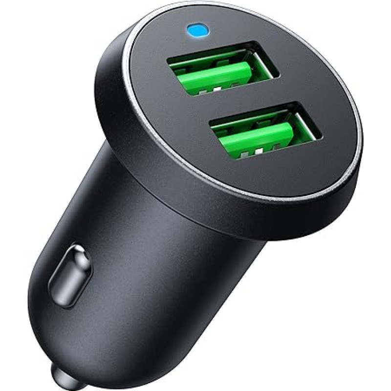 USB Car Charger, Dual Port QC 3.0 30W Mini USB Quick Charge Cigarette Lighter Adapter Compatible with iPhone 12/11/X/8S/7, Samsung Galaxy S10 S9, S8, S7, LG, Huawei and More Phones.