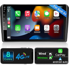 Android Car Radio Wireless CarPlay Wireless Android Car for Audi_A3 S3 RS3 2GB + 32GB 9 Inch QLED Screen AM FM RDS Radio WiFi Double Bluetooth Audio Car Stereo with Navigation