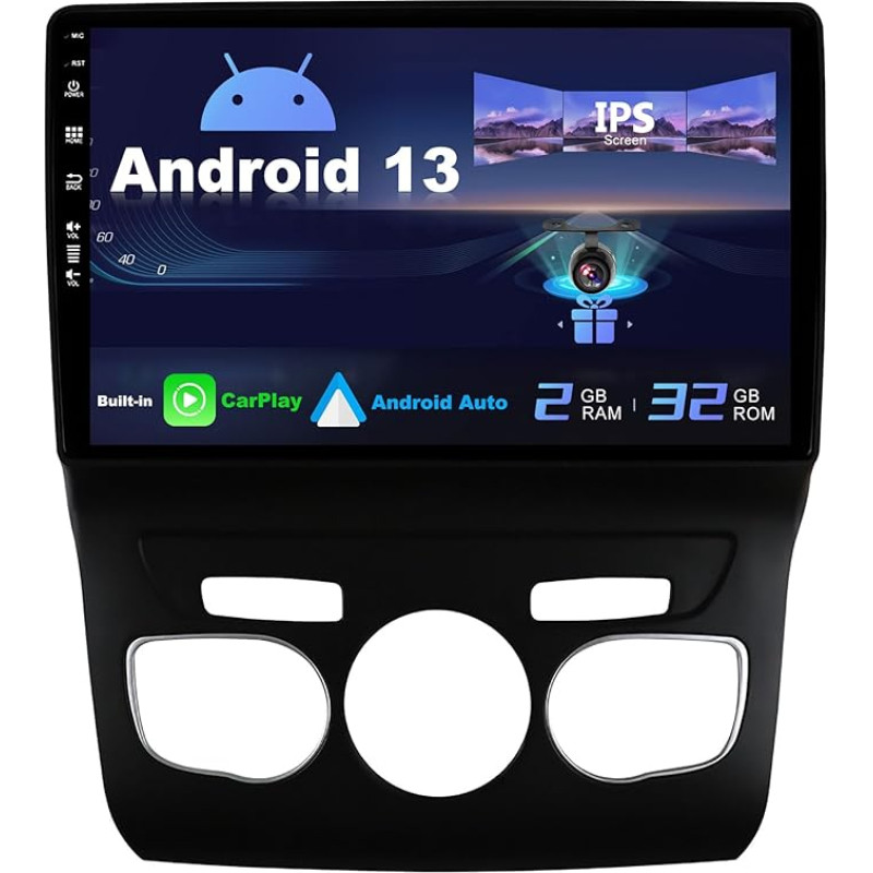 SXAUTO Android 13 IPS Car Radio Suitable for Citroen C4 C4L DS4 (2013-2017) - Built-in Carplay/Android Car - Reversing Camera Free - 2G + 32G - Steering Wheel Control WiFi DAB Fast Boot - 2 DIN 10.1