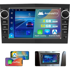 Dvrmedia Car Radio 4GB + 64GB Android 13 for Opel Astra H Corsa Vectra C Zafira Vivaro Meriva 7 Inch Touchscreen with Bluetooth Radio Wireless CarPlay Android Car Radio 2DIN with GPS FM WiFi DSP