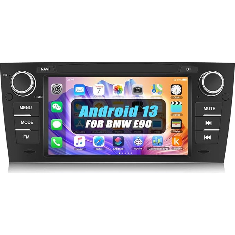 [1+32G] SIXWIN Android 13 Autoradio für BMW E90 Radio mit Navi, 7 Zoll Bildschirm Touch Display Auto Radio mit Bluetooth RDS FM Navigation GPS WiFi USB Canbus SWC