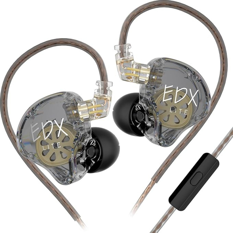 keephifi KZ EDX Lite Wired Headphones Super Bass KZ In Ear Monitor KZ IM In-Ear Headphones Detachable Professional OFC Cable (with Microphone)