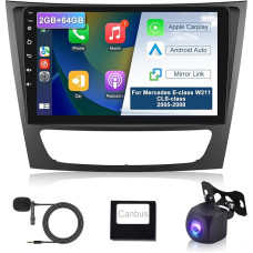 Hodozzy 2G + 64G Android Car Radio for Mercedes Benz W211 W219 E Class CLS Class 2005-2008 Carplay Android Car, 9 Inch Touchscreen with Navigation WiFi Bluetooth HiFi FM RDS Canbus Reversing Camera