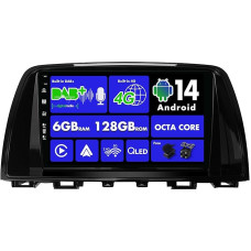 SXAUTO Android 13 [Built-in 4G & DAB] - 6G + 128G - Car Radio for Mazda ATENZA Mazda 6 (2012-2015) - Dual Band WiFi - CarPlay Android Car - Camera + Mic - Steering Wheel Control Blueotoh - QLED 9 Inch