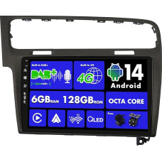 SXAUTO Android 13 [Built-in 4G & DAB] 6G + 128G - Car Radio for Golf 7 (2013-2018) - Dual Band WiFi - CarPlay Android Car - Camera + Mic - Steering Wheel Control Bluetooth DSP 360-CAM - QLED 10.1 Inch