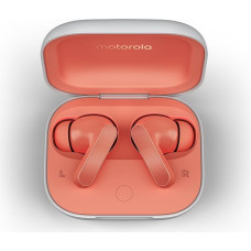 Motorola Moto Buds (Bluetooth 5.3 Earbuds, Hi-Res Sound, Dolby Atmos, Active Noise Cancellation, Wireless Charging, Up to 42 Hours Battery Life, 3-Way Microphone System) Coral Peach