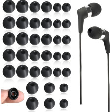 36 Pack Silicone Replacement Ear Tips Eartips Replacement Eartips Noise Isolating Silicone Earbuds Replacement Silicone Earbuds Black 3 Sizes (S, M, L)