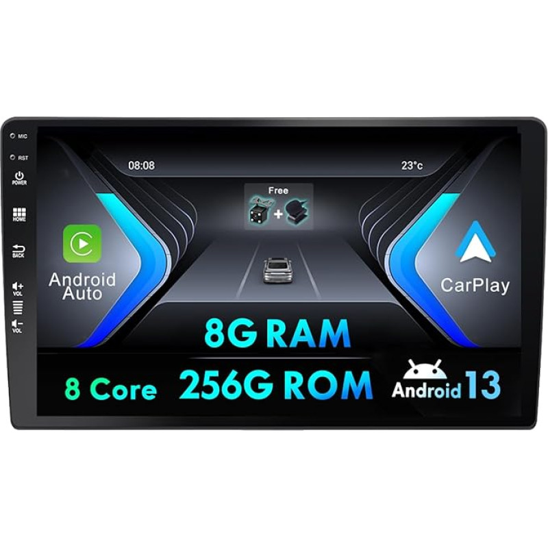 MISONDA 2 Din Android Car Radio 8G+256G - DSP Carplay Android Car Integrated - Camera with Microphone - 10 Inch IPS - With Steering Wheel Control DAB 4G BT RDS AUX EQ Fast Boot