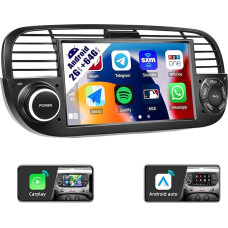 CAMECHO 2G + 64G Car Radio for Fiat 500 (2007-2015) with Sat Nav Carplay Android Car, Android 13 7 Inch Car Radio Touch Display with FM/RDS Mirror Link Bluetooth WiFi and USB