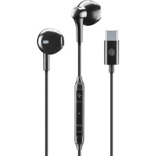 Music Sound | Wired Capsule Headphones | Capsule Headphones with Cable and Built-in Microphone - USB-C Port - 1.2 m Anti-Tangle Cable - Colour Black