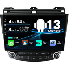 SXAUTO Android 12 IPS Car Radio Suitable for Honda Accord 7th (2002-2007) - Built-in Carplay/Android Car/DSP - LED Camera + Mic - 4G + 64G - DAB 360-CAM Steering Wheel Control Fast Boot WiFi - 2 DIN