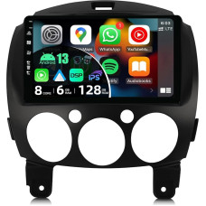 BXLIYER - [6G+128G] - Android 12 Car Radio Fits Mazda 2 (2007-2012) - Wireless Carplay + Android Car - LED Camera & Mic - IPS 9 Inch 2 DIN - DSP Steering Wheel Control WiFi DAB Fast Boot 360 Camera