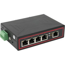 PUSOKEI 5 prievadų pramoninis DIN bėgių tinklo komutatorius, 5 x 100 Mbps/S adaptyvūs RJ45 prievadai, rezervinis maitinimo Fast Ethernet DIN bėgių komutatorius